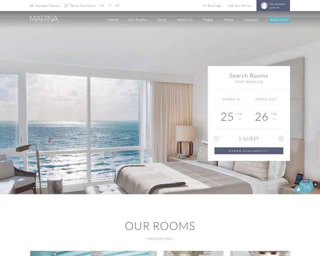 Hình đại diện Giao diện mẫu website khách sạn Marina