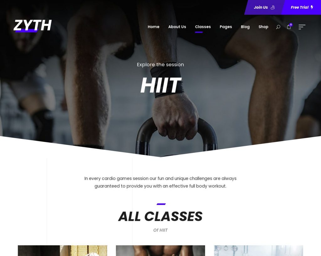 Hình đại diện Giao diện mẫu website phòng gym Zyth