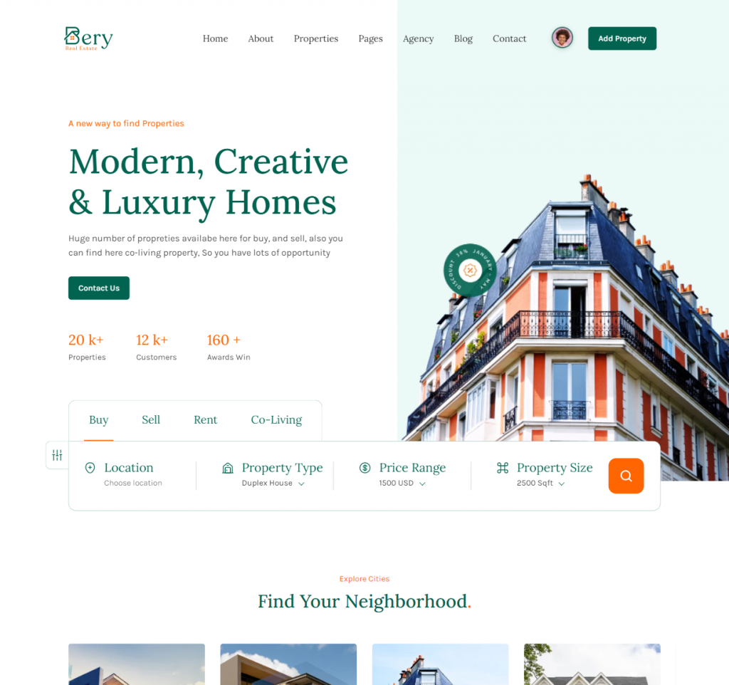 Hình đại diện Giao diện Bất động sản Bery
