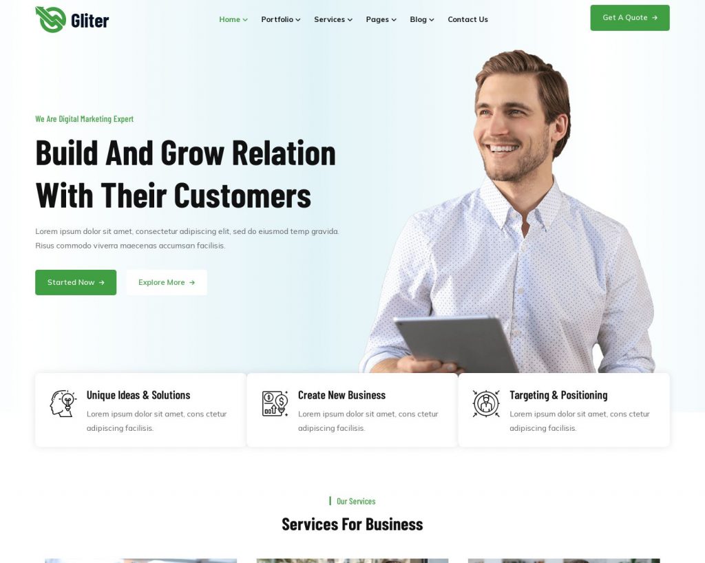 Hình đại diện Giao diện mẫu website Marketing Gliter