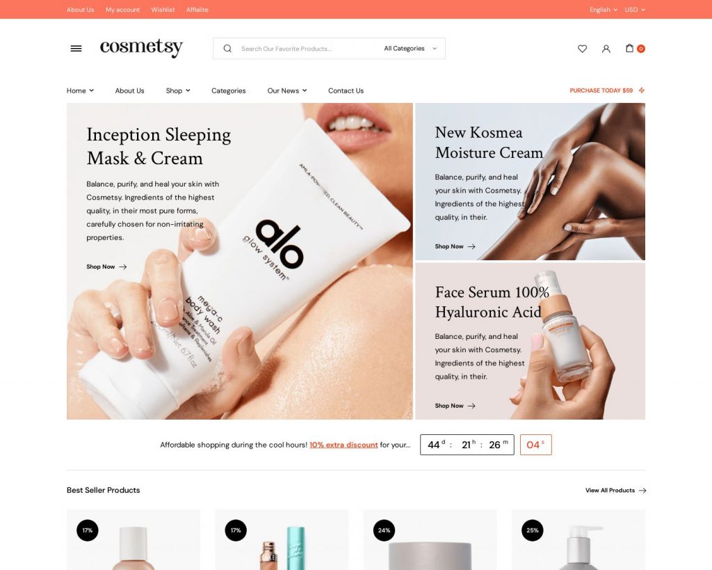 Hình đại diện Mẫu giao diện website Mỹ phẩm Cosmetsy