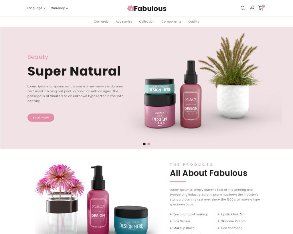 Hình đại diện Giao diện website Mỹ phẩm Fabulous