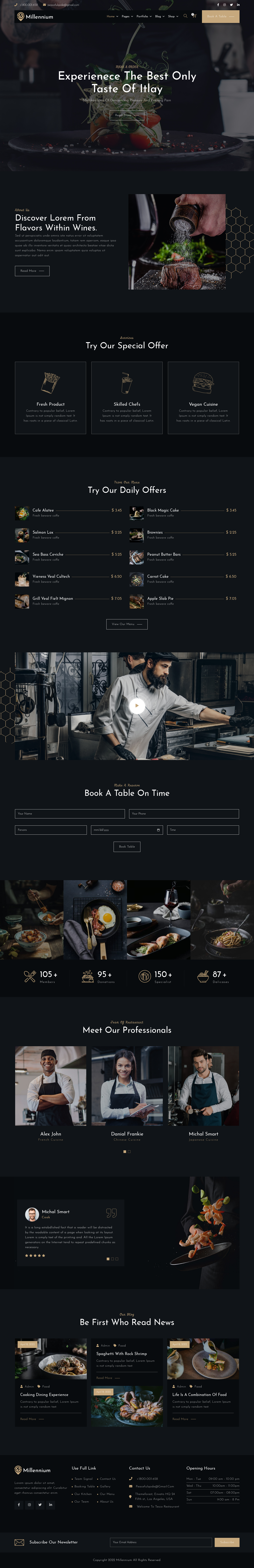 Mẫu website Nhà hàng Milennium
