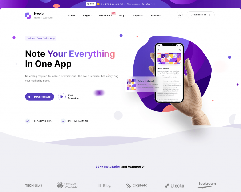 Hình đại diện Giao diện Landing page Iteck