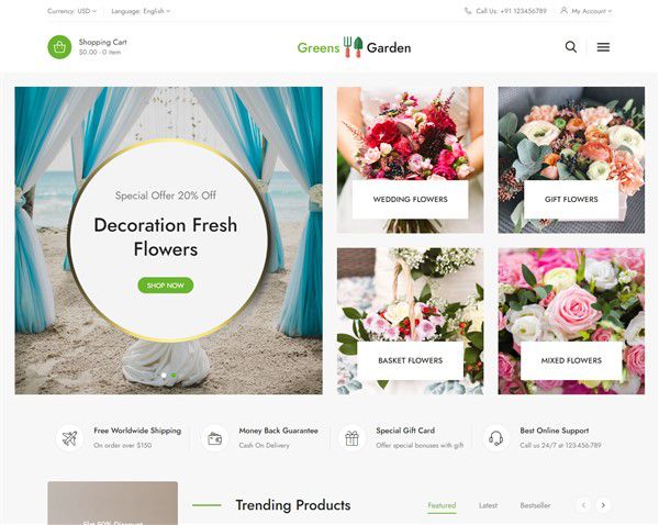 Hình đại diện Mẫu website bán hóa tươi Green Garden