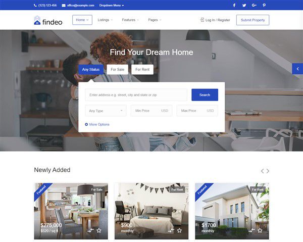 Hình đại diện Mẫu website bất động sản Findeo