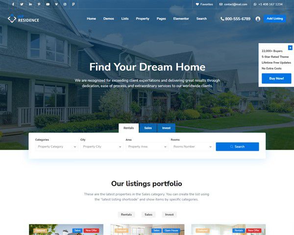 Hình đại diên Mẫu website bất động sản Wpresidence