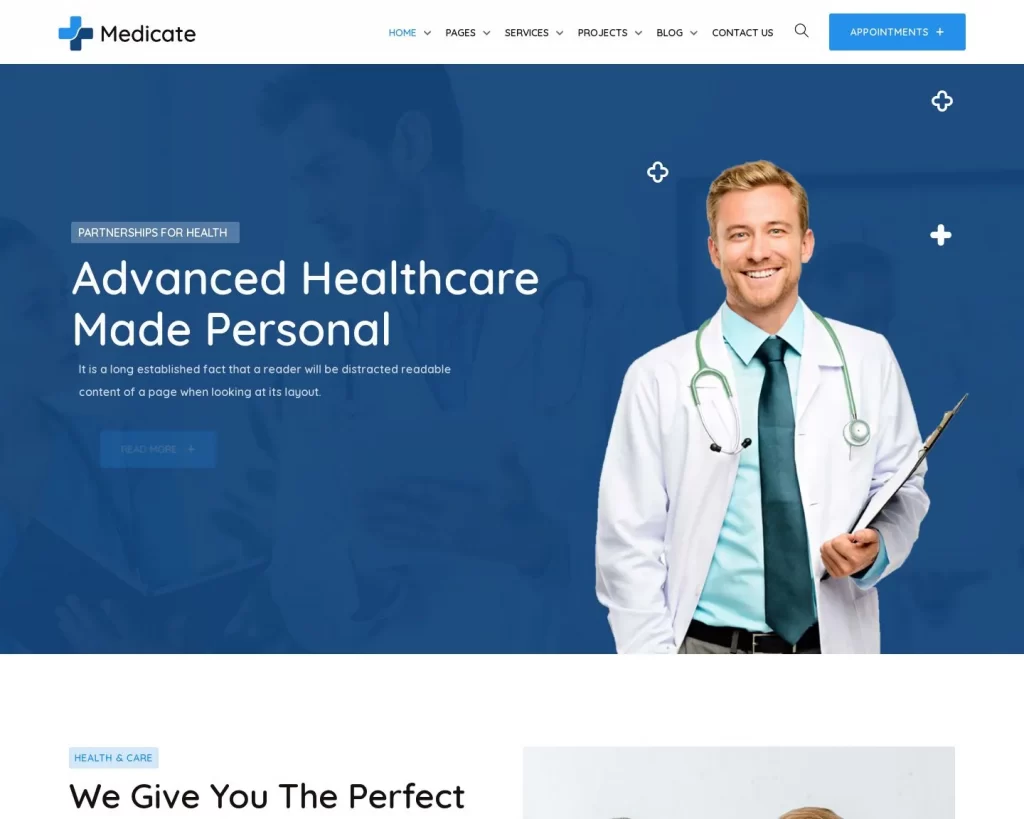 Hình đại diện mẫu website bệnh viên medicate