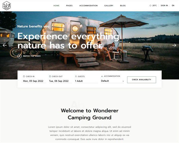 Hình đại diện Mẫu website cắm trại Kamperen