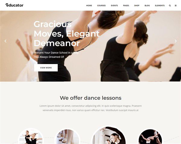 Hình đại diện Mẫu website dạy múa Educator