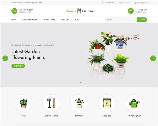 Hình đại diện Mẫu website dụng cụ làm vườn Green Garden
