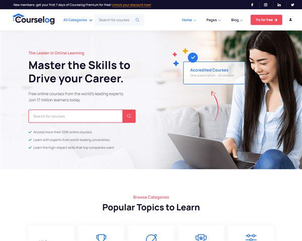 Hình đại diện Mẫu website giáo dục Courselog