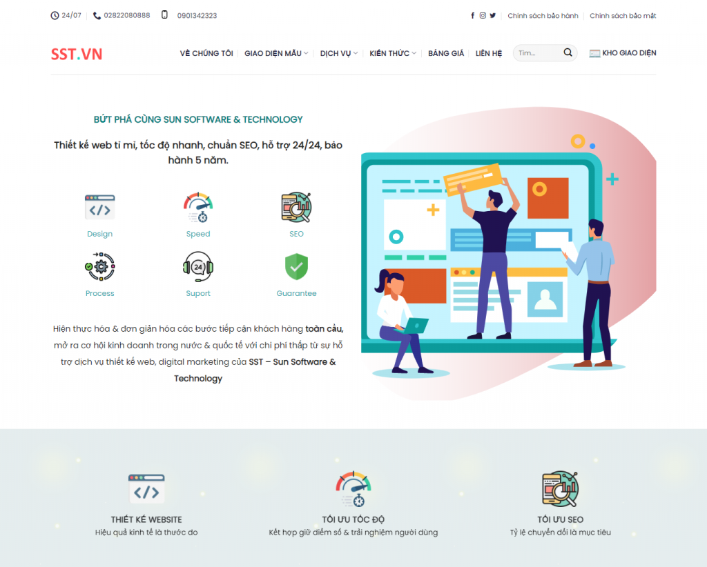 Mẫu website thiết kế website SST đại diện