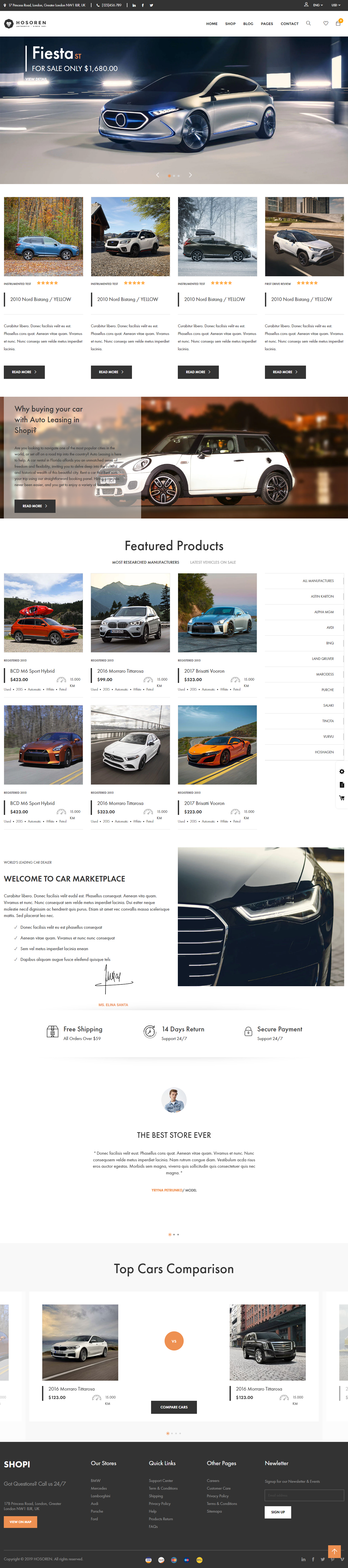 Mẫu website xe hơi Hosoren