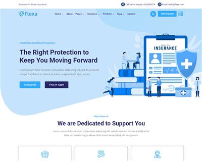 Mẫu website dịch vụ bảo hiểm Flexa hình đại diện
