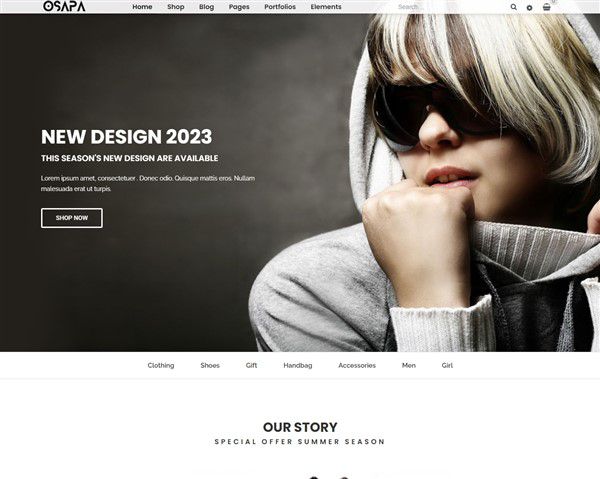 Mẫu website đồ thể thao Osapa hình đại điện