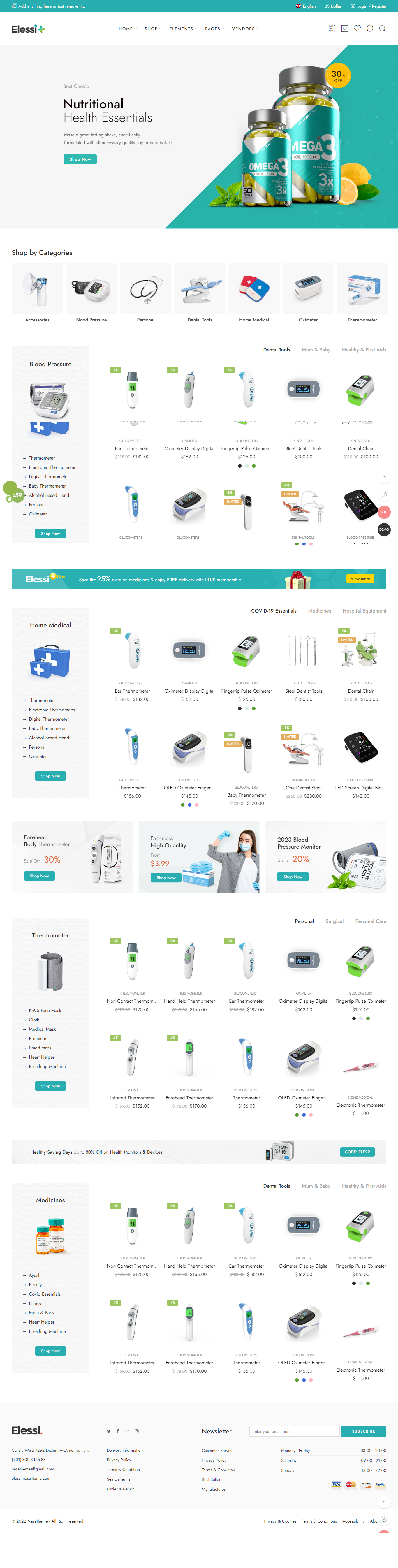 Mẫu website thiết bị y tế Elessi
