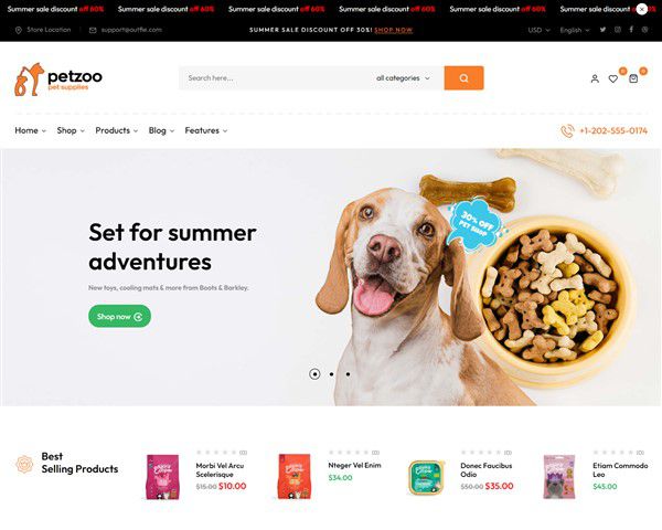 Mẫu website thú cưng Outfie Petzoo hình đại diện