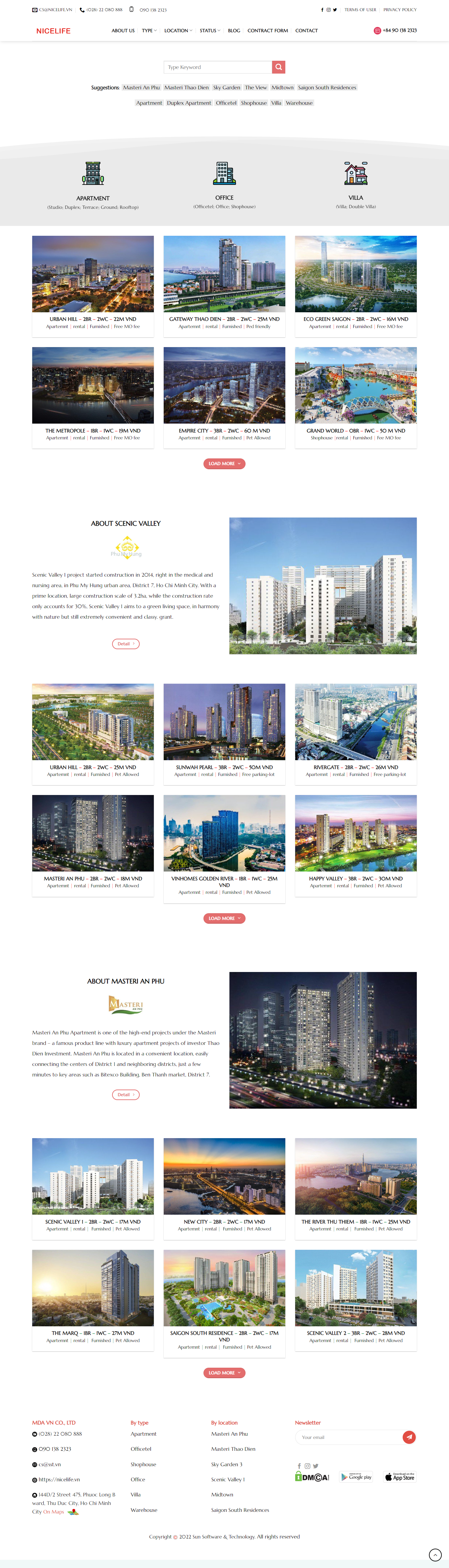 Mẫu website bất động sản Nicelife