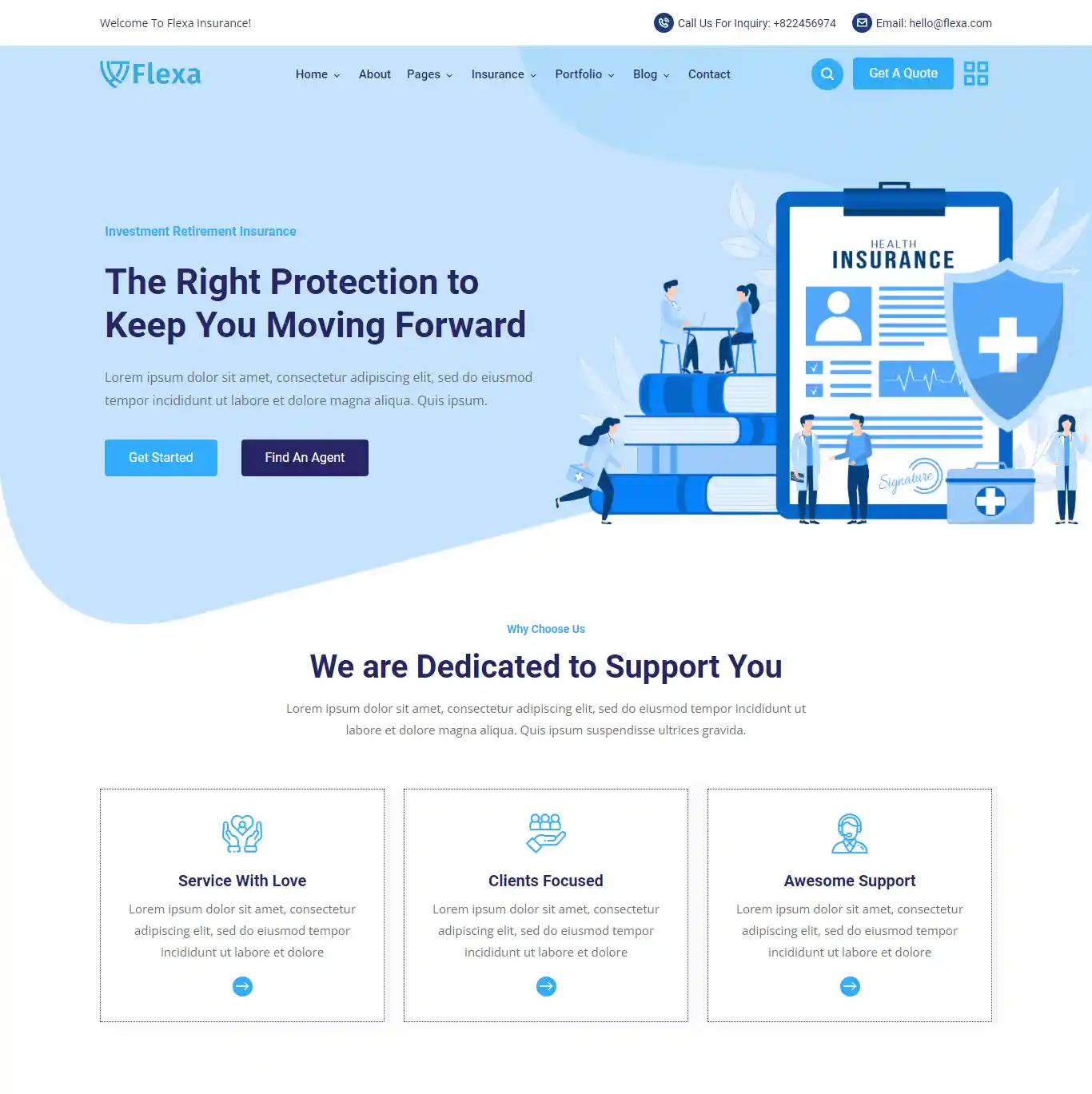 Mẫu website bảo hiểm flexa hình nền