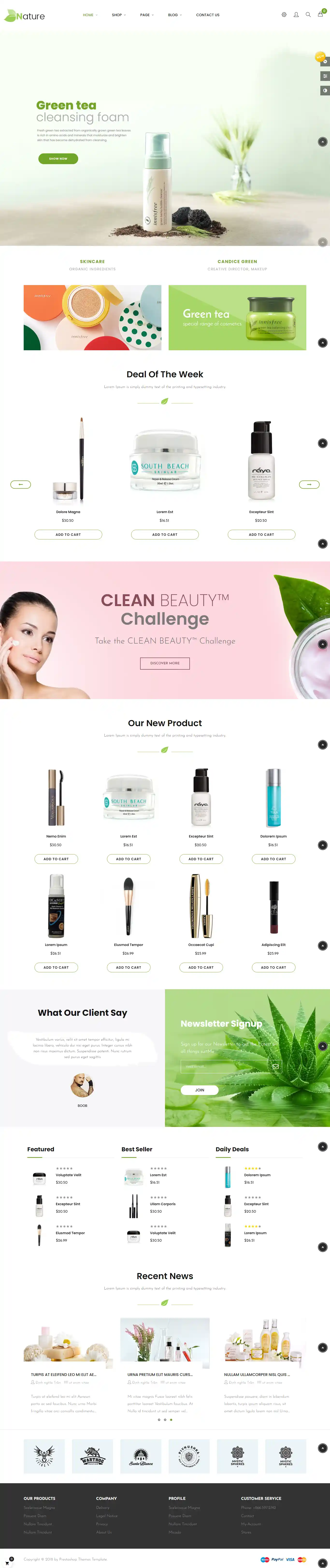 Mẫu website Nature – mỹ phẩm thiên nhiên cao cấp