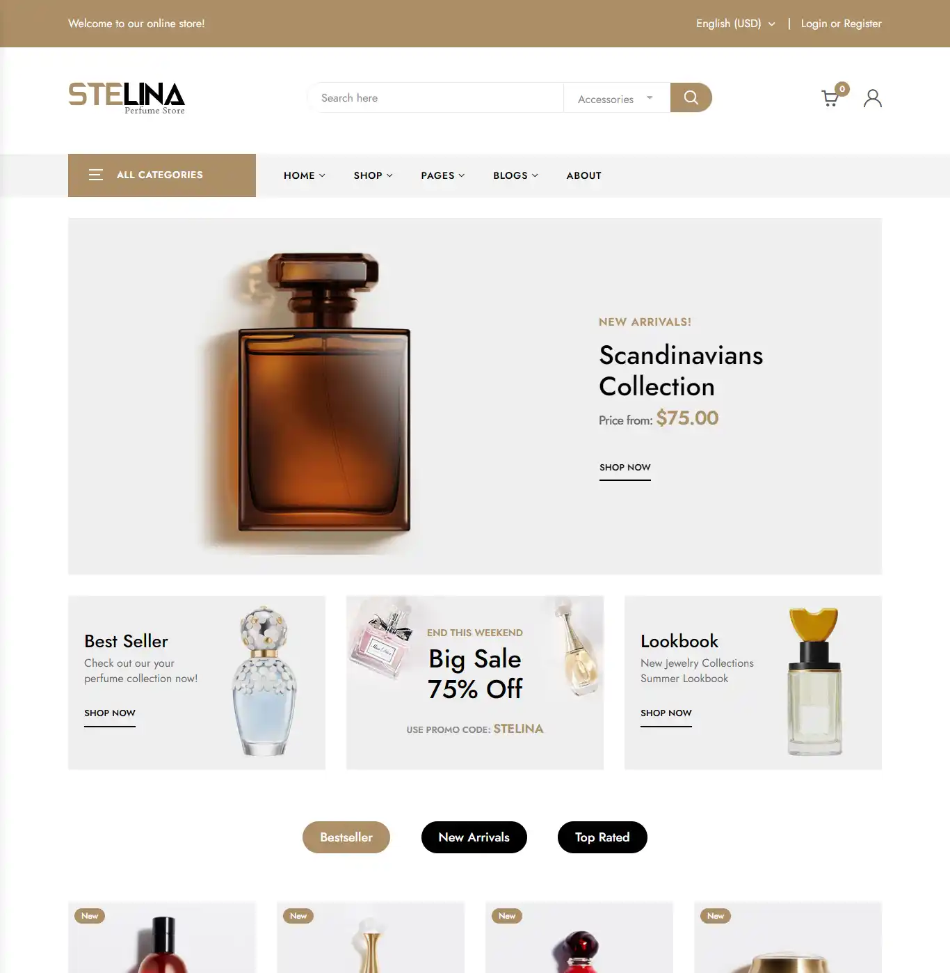 Mẫu website nước hoa Stelina – thiết kế bán hàng chuyên nghiệp