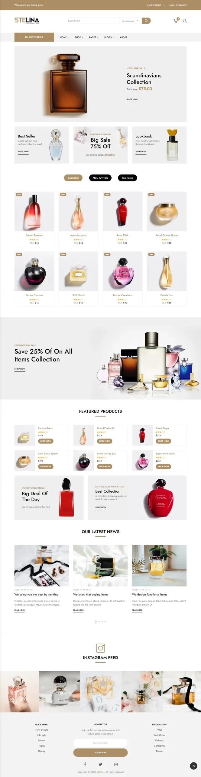 Mẫu website nước hoa Stelina – thiết kế bán hàng chuyên nghiệp
