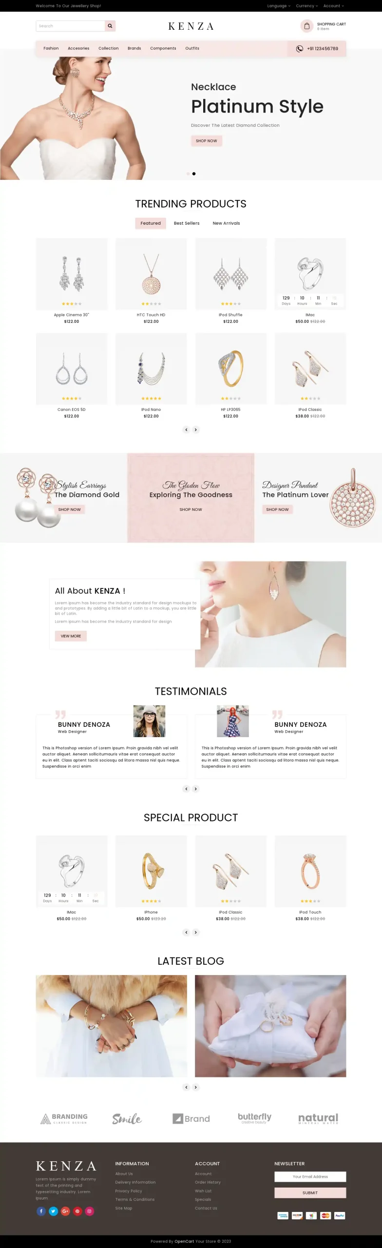 Mẫu website trang sức Kenza