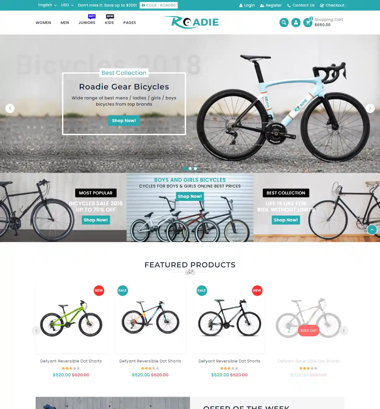 Mẫu Website Xe Đạp Roadie | Thiết Kế Website Bán Hàng Chuẩn SEO