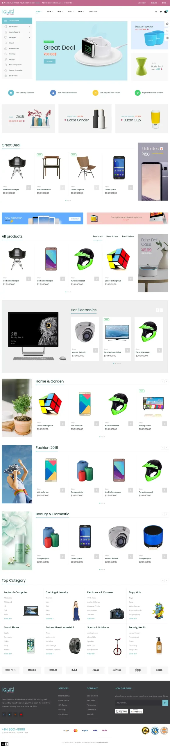Mẫu giao diện website Siêu thị Liquid chuẩn SEO