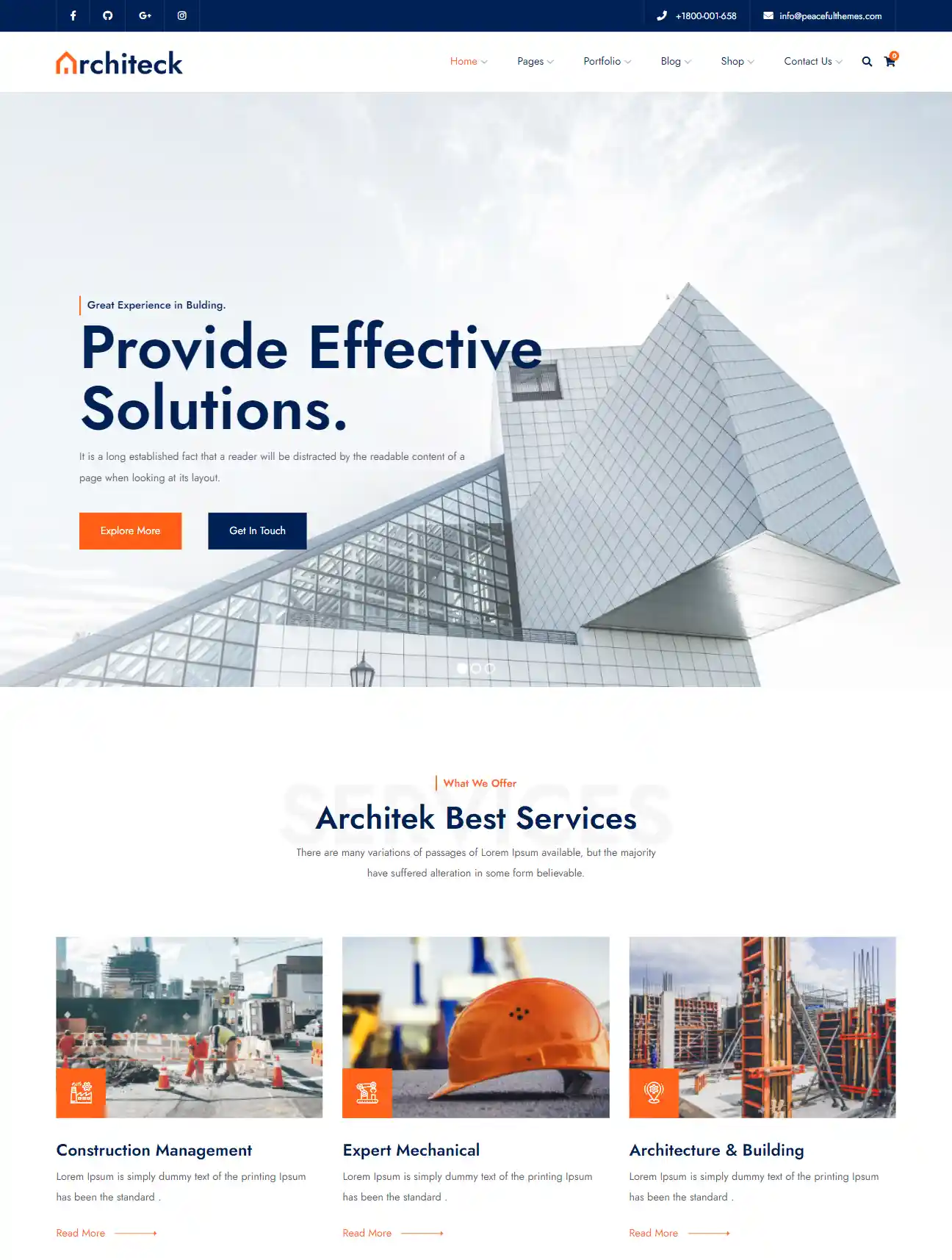 Architeck – Giao diện website xây dựng chuyên nghiệp hình đại diện