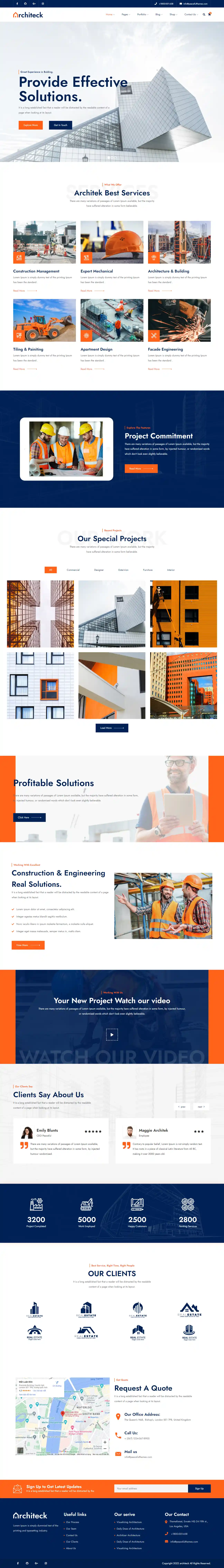 Architeck – Giao diện website xây dựng chuyên nghiệp