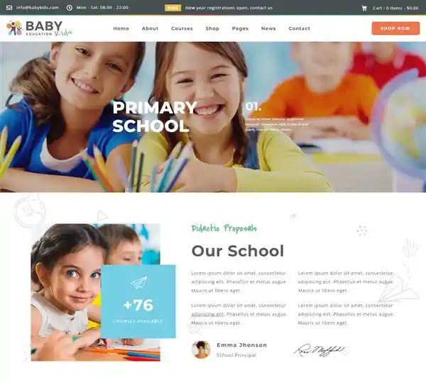 Baby Kids: Mẫu Website Trường Mầm Non & Tiểu Học Chuẩn SEO
