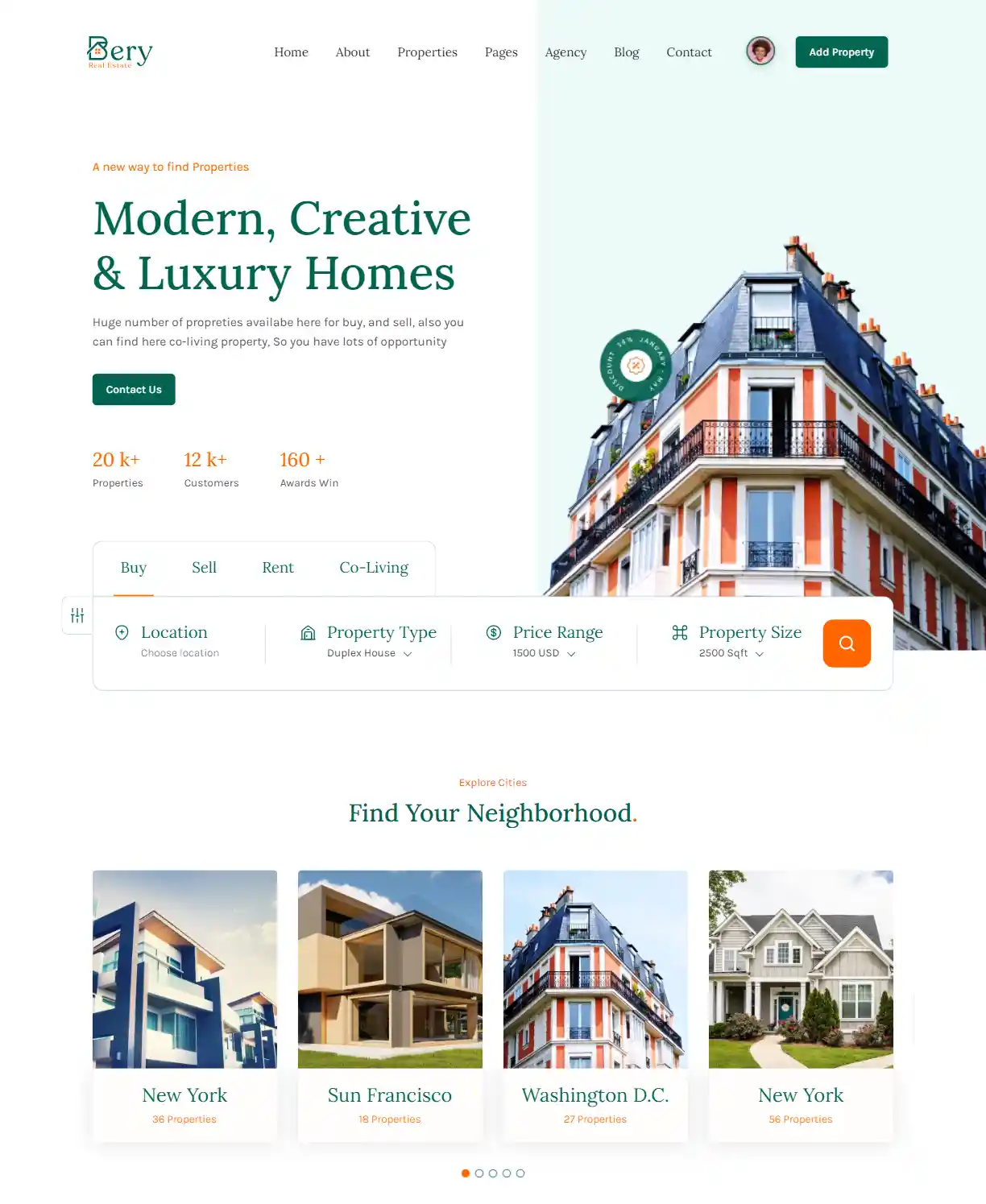 Bery – Giao diện website bất động sản hiện đại hình đại diện