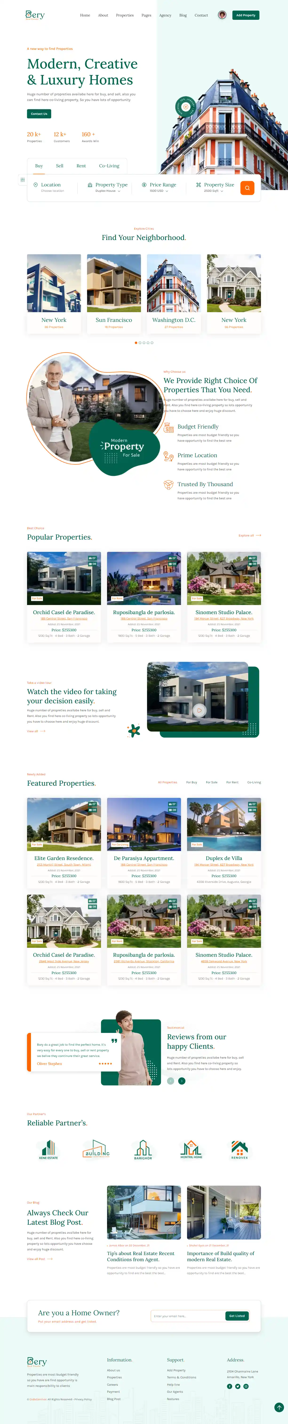 Bery – Giao diện website bất động sản hiện đại