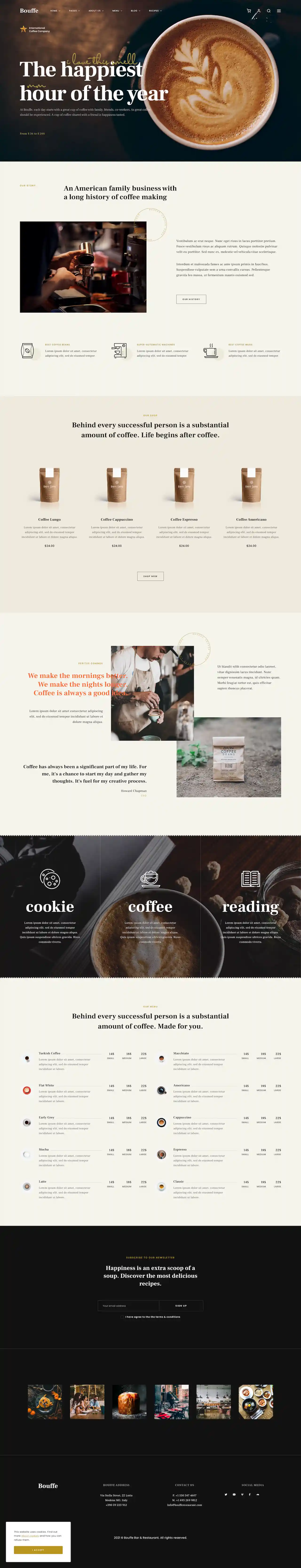 Bouffe – Giao diện website quán cà phê hiện đại