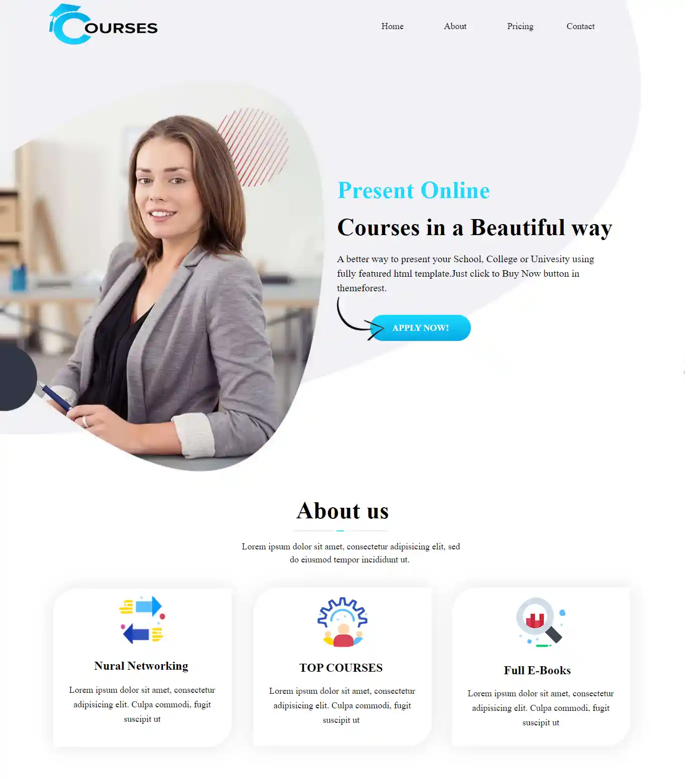 Courses – Giao diện website giáo dục hiện đại hình đại diện