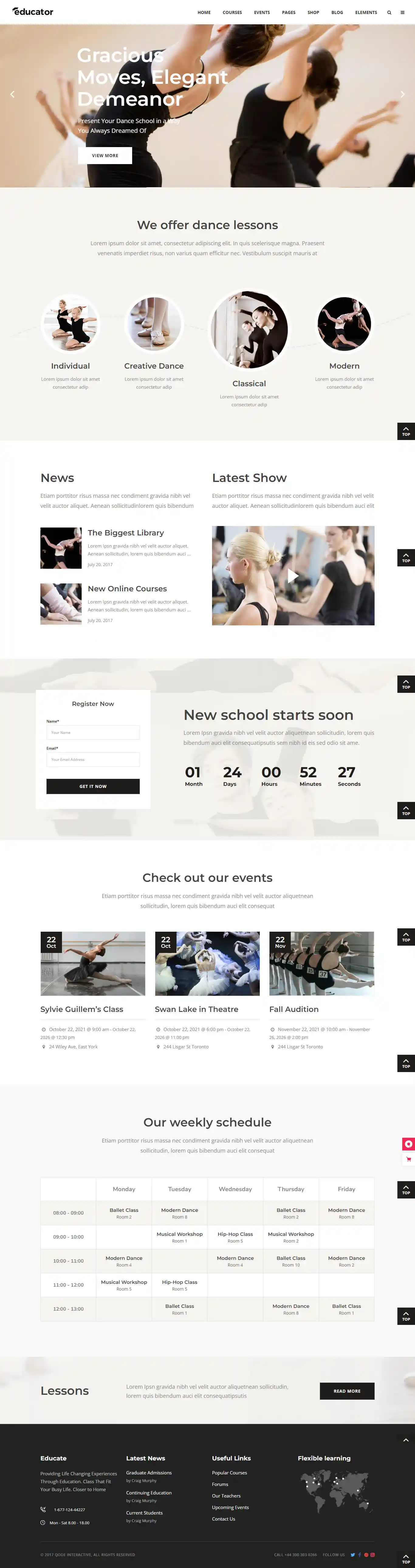 Educator: Mẫu Website Trường Múa & Nghệ Thuật Chuyên Nghiệp