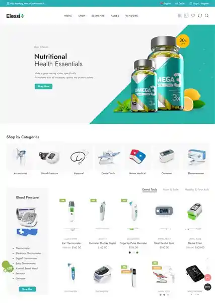 Elessi - Giao Diện Web Shop Thiết Bị Y Tế Đẹp