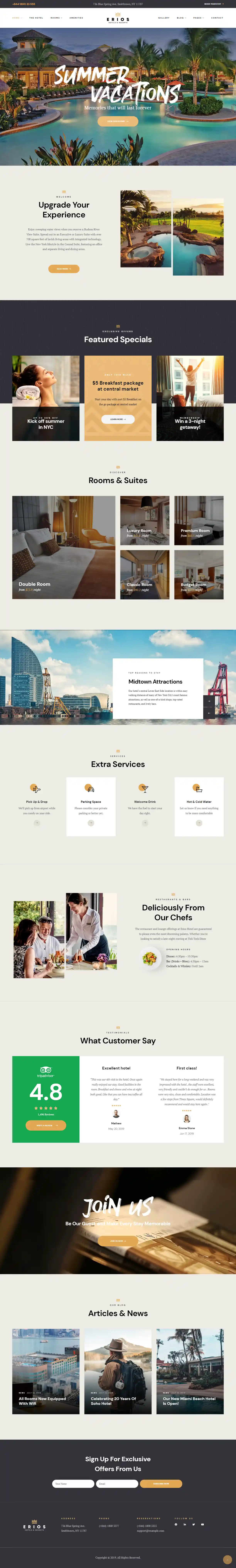 Erios – Giao diện website khách sạn cao cấp