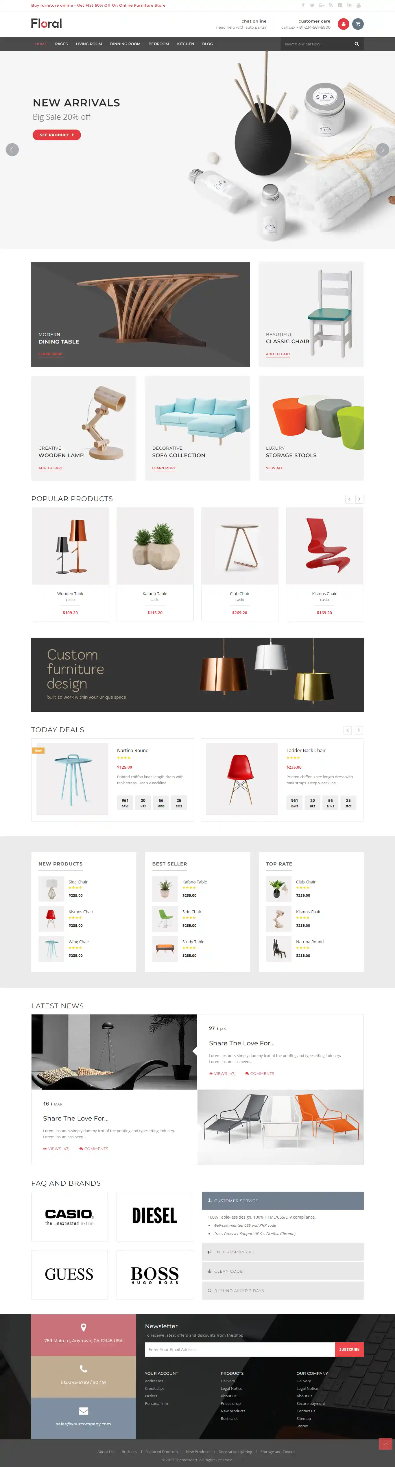 Floral: Mẫu Website Nội Thất Đồ Gỗ & Giường Tủ Chuẩn SEO
