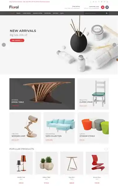 Floral: Mẫu Website Nội Thất Đồ Gỗ & Giường Tủ