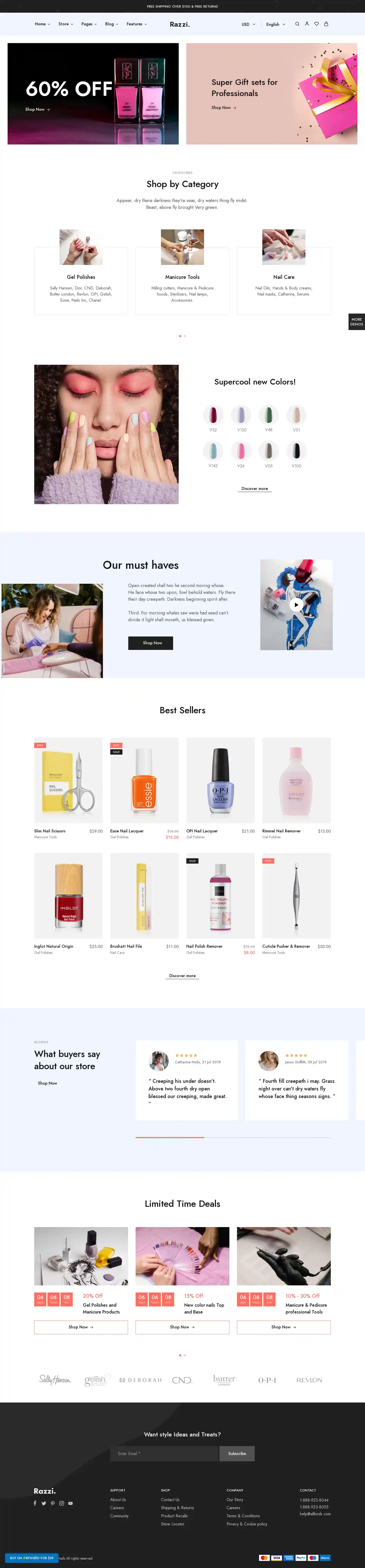 Giao diện Nails Razzi chuẩn SEO cho spa và nail