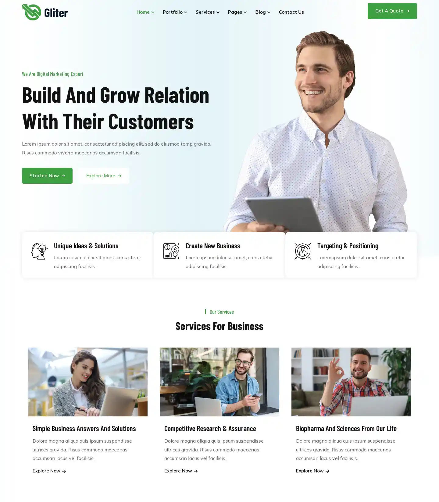 Gliter – Giao diện website marketing chuyên nghiệp hình đại diện