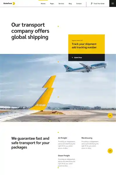 Globefacer: Mẫu Website Vận Tải Hàng Không Đẹp