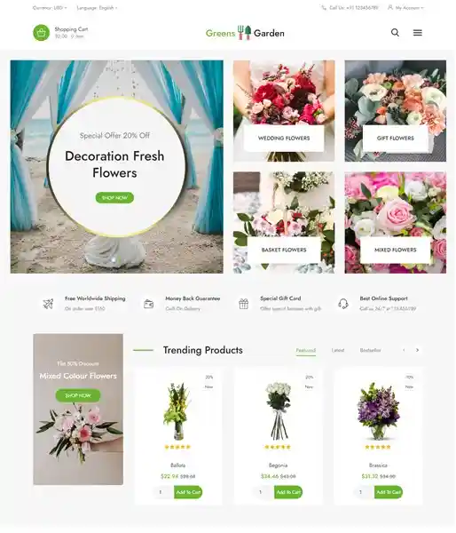 Green Garden: Mẫu Website Bán Hoa Tươi & Điện Hoa Tinh Tế hình đại diện