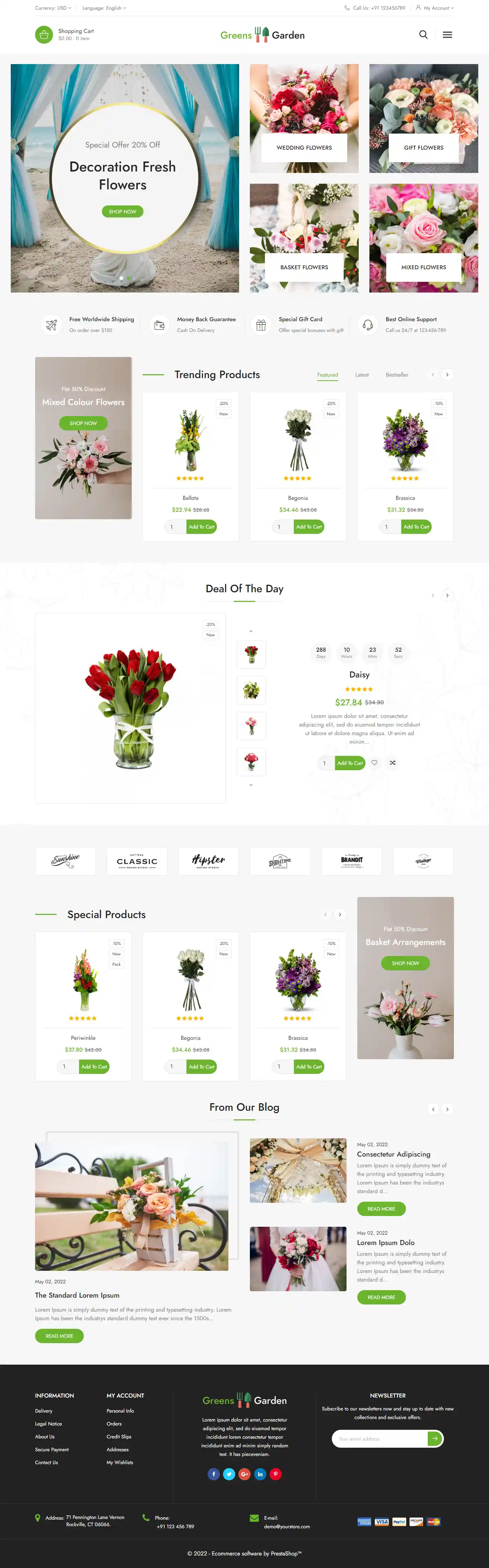 Green Garden: Mẫu Website Bán Hoa Tươi & Điện Hoa Tinh Tế