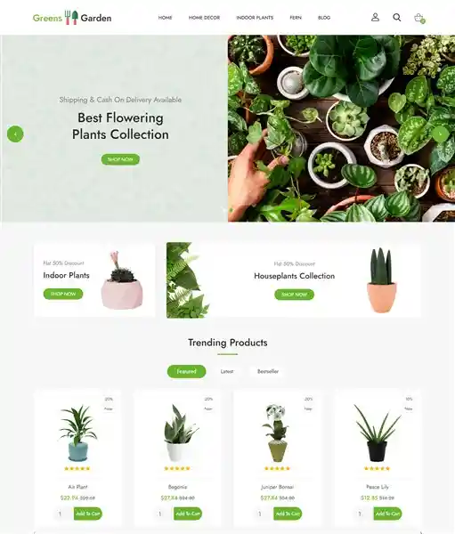 Green Plants: Mẫu Website Tiệm Cây Cảnh & Bonsai Đẹp mắt hình đại diện