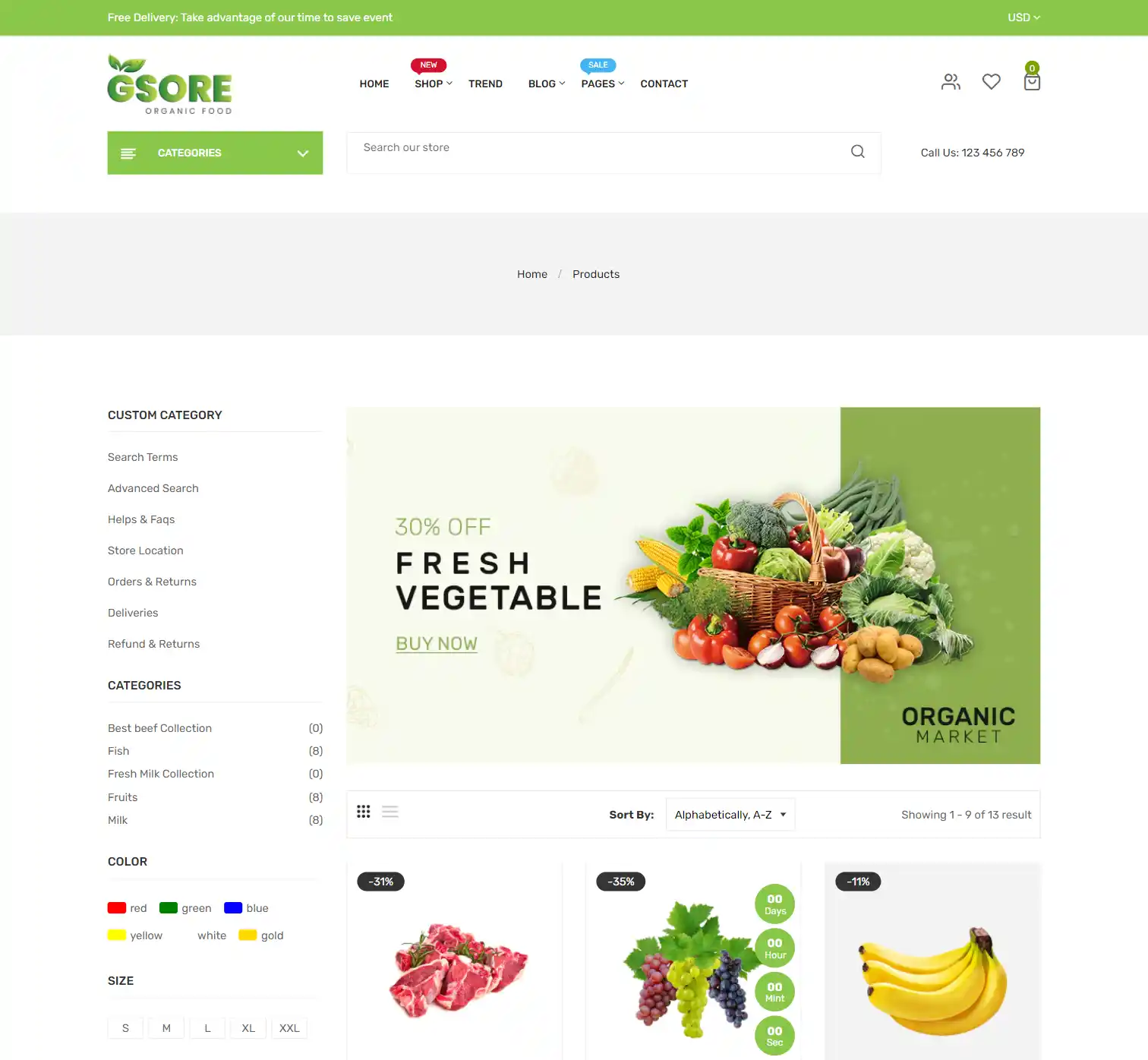 Gstore: Mẫu Website Thực Phẩm Sạch Chuẩn SEO & Đặt Hàng Nhanh