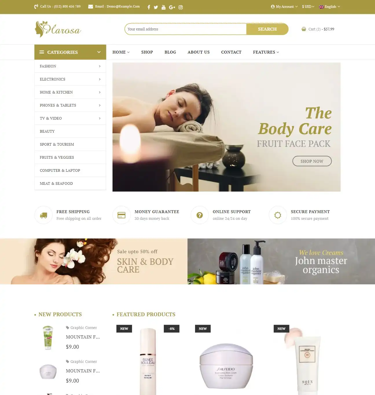 Harosa: Mẫu Website Mỹ Phẩm Làm Đẹp Chuẩn SEO Toàn Diện hình nền